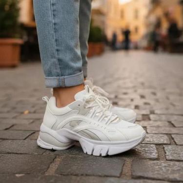 Imagem de Tênis Feminino Ramarim Branco Plataforma Sola Alta Chunky, Branco, 37