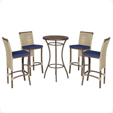 Imagem de Mesa Bistro E 4 Banquetas Roma Marrom, Corda Náutica 10 Rami