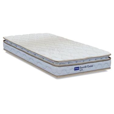 Imagem de Colchão Solteiro Probel Espuma D33 Pillow Top 88x188x18cm Guarda Costas Lyon Branco/bege