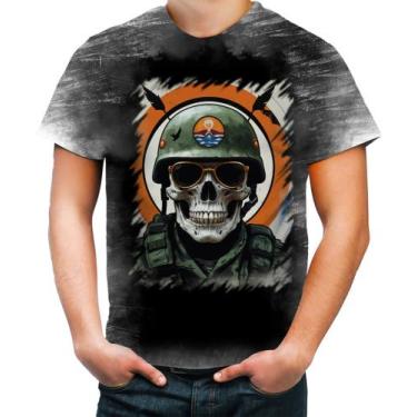 Imagem de Camiseta Desgaste Caveira Militar Logo Guerra 1 - Kasubeck Store®, M
