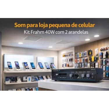 Imagem de COMP Som para loja pequena de celular  Kit Frahm 40W com 2 arandelas