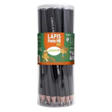 Imagem de Pote com 36 unds de Lápis Grafite Hb Corpo Preto Big Triangular Leo&Le
