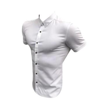 Imagem de Camisa Casual Slim Fit Masculina, Moda De Verão, Manga Curta, Clássica