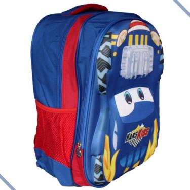 Imagem de Mochila Escolar Juvenil Infantil Modelo Carros Kars Kids, Azul