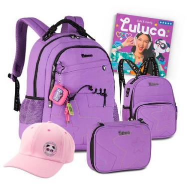 Imagem de Kit Mochila Luluca Youtuber Feminina Teen Estojo Lancheira, 20 Litros,