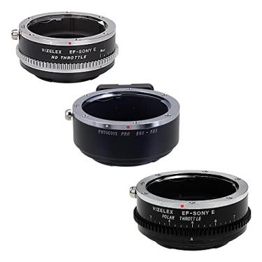 Imagem de Kit de campo para adaptador de lente Fotodiox PRO compatível com lentes Canon EF Full Frame para câmeras Sony E-Mount Inclui três adaptadores de qualidade premium - PRO, acelerador ND e kit acelerador Polar
