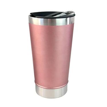 Imagem de COPO ISOTERMICO DE AÇO INOX COM TAMPA E ABRIDOR 500ML (Gold Rose)