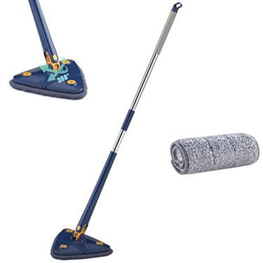 Imagem de Mop Triângulo - limpeza ajustável giratório 360 graus | Esfregona limpeza pó microfibra triangular com função espremer água automática Rianpesn