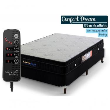 Imagem de Conjunto Box Casal Magnético C/Massageador + Base Box preto