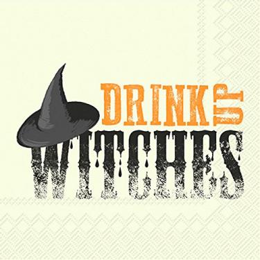 Imagem de Ideal Home Range Guardanapos de papel para bebidas/coquetéis, 20 unidades, 25,4 x 25,4 cm dobrados, Drink Up Witches