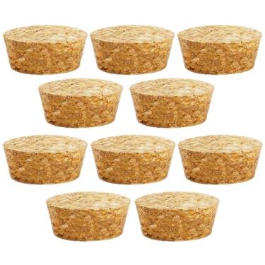 Imagem de 10 peças de plugues de cortiça cônicos rolhas de vinho de madeira rolhas de vedação reutilizáveis para barra de garrafa artesanato DIY acessórios de cozinha (42 x 35 x 20 mm)