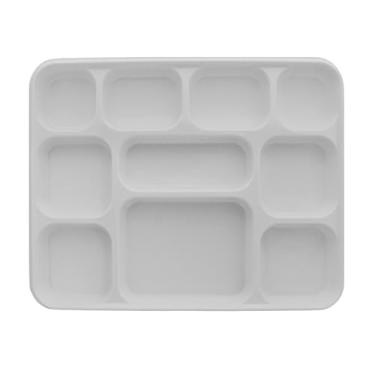 Imagem de Pratos de plástico descartáveis com 10 compartimentos Thali - branco (pacote com 200)