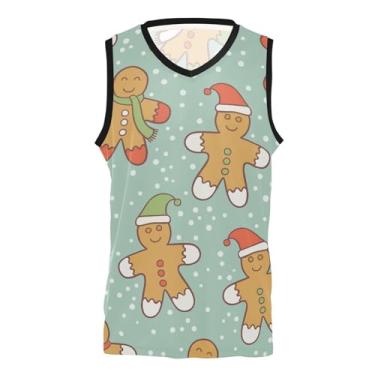 Imagem de KLL Merry Christmas Gingerbread Green Jersey Basketball Team Scrimmage Camiseta de beisebol sem mangas feminina para homens e mulheres, Merry Christmas Gingerbread Green, GG