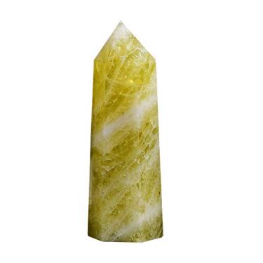Imagem de Runyangshi Varinhas de cura de cristal grande de citrino natural 10 cm x 3 cm Torre de cristal de cura ponto único 6 pedras facetadas de chacra reiki reiki prisma de cura de cristal