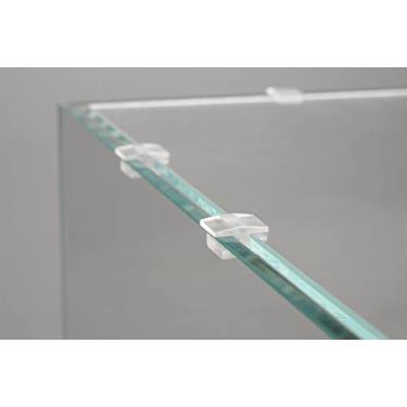 Imagem de LANDEN Clipes de cobertura de vidro de aquário de acrílico transparente de perfil baixo, suporte para tampa de vidro de 4 mm - pacote com 12 peças, minimalista, compatível com tanques sem aro de todas as espessuras