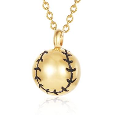 Imagem de Joia de cremação de beisebol para cinzas memorial urna joia de aço inoxidável urna de lembrança esportiva colar com pingente de urna funerária de cinzas, Aço inoxidável, Sem Pedra Preciosa