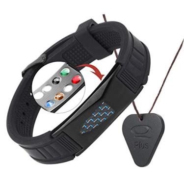 Imagem de USWEL Colar com pingente e pulseira 7 em 1 (conjunto de pulseiras), pulseira magnética esportiva para homens/mulheres - à prova d'água e serve para todos os pulsos