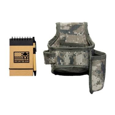 Imagem de Suporte de fita e ferramentas SOTG com notebook, acessório de cinto funcional para fita métrica, faca utilitária, canetas, camuflagem digital