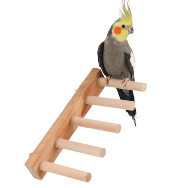 Imagem de Escada de madeira com balanço de pássaro papagaio, gaiola para animais de estimação, escalada de pássaros, plataforma de madeira, parquinho, brinquedos para periquito, calopsita, conures, periquitos,