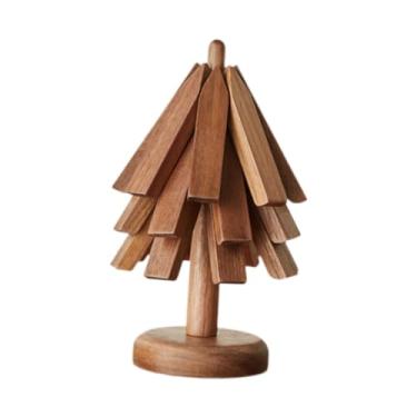 Imagem de WeiLaiKeQi Tapete isolante de madeira para bebidas, descanso para copos, jogo americano de madeira, proteção para mesa, descanso para copos para tigela, 3 Peças de Nogueira Preta