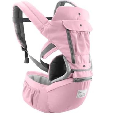 Imagem de Canguru Ergonômico Multifuncional para Bebês de 0 a 36 Meses, Várias Posições, Bolsos Externos (Rosa)