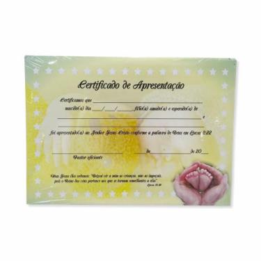 Imagem de Certificado de Apresentação Amarelo/ 50 Unidades. - O Cantinho da Fé