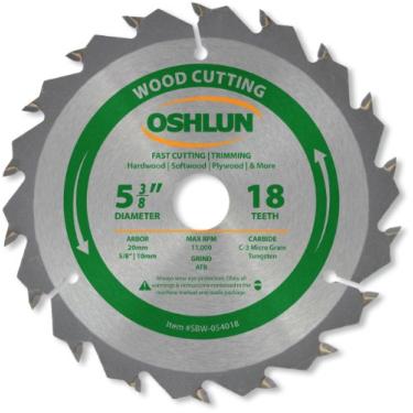 Imagem de Oshlun SBW-054018 lâmina de serra de corte e corte rápido ATB de 18 dentes de 5-3/8 polegadas com mandril de 20 mm (buchas de 5/8 e 10 mm)