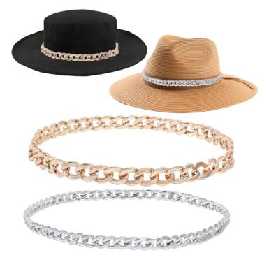 Imagem de CHGCRAFT 2 peças de faixa de chapéu de corrente para chapéu de cowboy clássico cinto chapéu panamá chapéu de palha chapéu ocidental chapéu substituível fantasia headwear, Cores mistas., 3-5