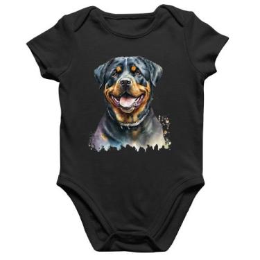 Imagem de Body Bebê Algodão Cachorro Rottweiler - Foca na Moda, Preto, M