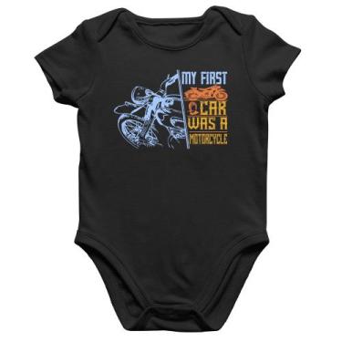 Imagem de Body Bebê Algodão My First Car Was A Motorcycle - Foca na Moda, Preto,