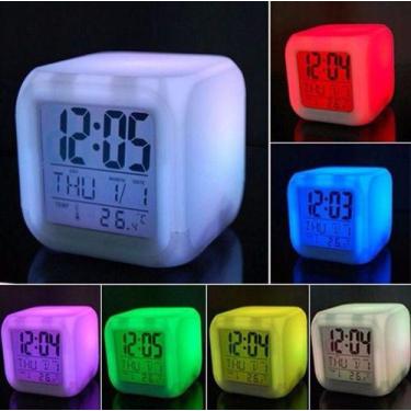Imagem de 10 Relógios Cubo Digital Despertador Muda De Cor 7x - Ns
