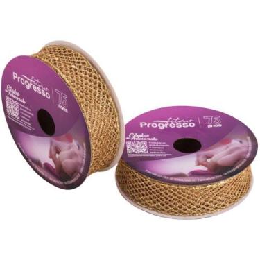 Imagem de Fita ARAMADA Natal 25MM X 10M Metalizado Ouro com Glitter - Fitas Prog