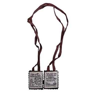 Imagem de VILLAGE GIFT IMPORTERS Escapulário marrom do Monte Carmelo - 100% lã - Nossa Senhora e São Simão - Disponível em pacotes - Qualidade feita à mão, lã