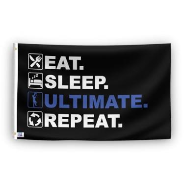 Imagem de Bandeira Eat Sleep Ultimate Frisbee Repeat - Faixa externa e interna de poliéster de alta durabilidade, resistente ao desbotamento, à prova de intempéries