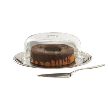 Imagem de Conjunto Para Bolo Boleira Brinox Petúnia 3 Peças Aço Inox