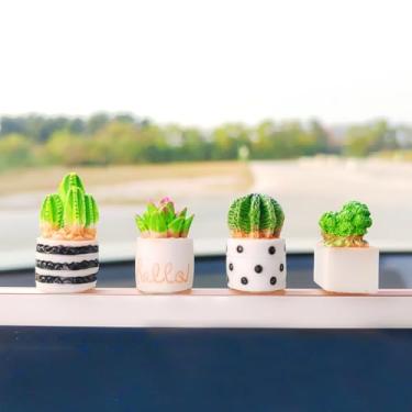 Imagem de Lindos enfeites de carro de plantas suculentas para painel, vasos de flores, acessórios de espelho retrovisor, decoração de tela central de carro, acessórios de carro para mulheres/homens