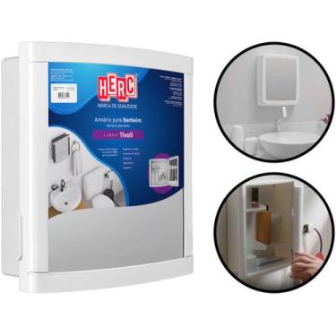 Imagem de Armário Plástico Organizador Para Banheiro Lavabo Com Prateleira Porta