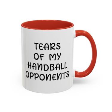 Imagem de Caneca de café divertida para jogador de handebol, presente esportivo exclusivo, copo motivacional, melhor para atletas, ótima para aniversários, eventos de equipe