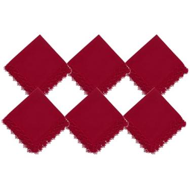 Imagem de Rafimex, Kit 6 Un Guardanapo Renda Guipir Vermelho 45X45Cm Rafimex