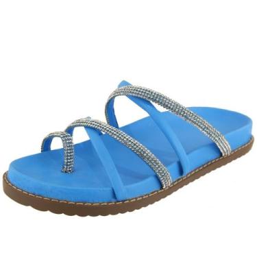 Imagem de Sandália Feminina Papete Dedo Tiras Brilho - s/marca, Mare, Cristal, 3