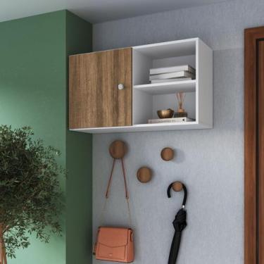 Imagem de Armario Aéreo Multiuso 1 Porta 90cm Branco/Mel - Prodecor