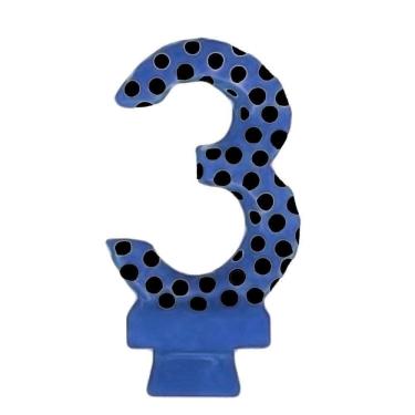 Imagem de Vela De Aniversário Poá Azul - N3