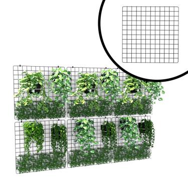 Imagem de Tela Aramada para Jardim Vertical Horta Suspensa Floreira 60x60cm Preto Kit 6 Peças