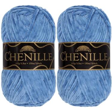 Imagem de JubileeYarn Fio de chenille – Peso penteado – 100 g/novelo – Egeu – 2 novelos