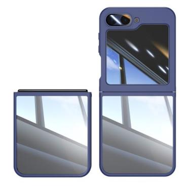 Imagem de Capa de celular transparente antiqueda para Samsung Galaxy Z Flip 6 5 Flip6 Flip5 5G TPU acrílico proteção transparente à prova de choque, azul, para Galaxy Z Flip5
