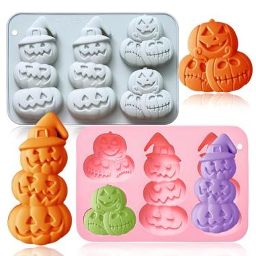 Imagem de Pacote com 2 moldes de chocolate de abóbora, 2 formas diferentes, moldes de silicone de abóbora para velas de aromaterapia, chocolate, doces, goma de cera, sabonete, bolo, enfeite de cupcake,