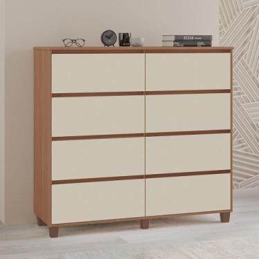 Imagem de Cômoda Emília 100% MDF Tuboarte 8 Gavetas, Freijó Off White