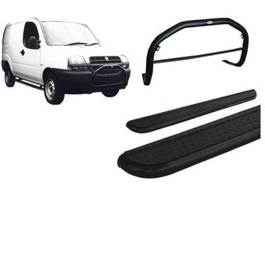 Imagem de Kit Quebra Mato Estribo Chapa Fiat Doblo Cor Preto - HOZZ