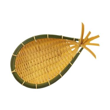 Imagem de IEUDNS Bandeja de servir cesta feita à mão em formato de peixe, prato de café da manhã, cesta de pão de frutas de vime artificial para casamento, café, sala, Pequeno