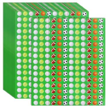 Imagem de Vuzvuv 3240 peças de adesivos de bolas esportivas para quadro de gráfico de tarefas de recompensa de estudantes, futebol tênis bola pequena basquete futebol beisebol adesivos para decoração de festa